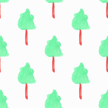 Ağaçları ile Seamless modeli. Arka plan çizilmiş. Vektör çizim.