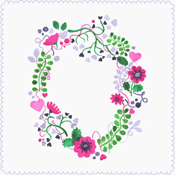 Hand-drawn floral wreath. Real watercolor drawing. Vector illustration. — Stock Vector