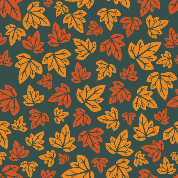 Hand-drawn seamless pattern. Vector illustration. Colourful leaves — Stock Vector