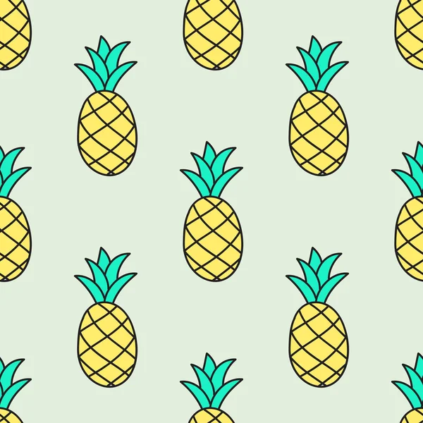 Naadloze handgetekende patroon met ananas. Vectorillustratie. — Stockvector