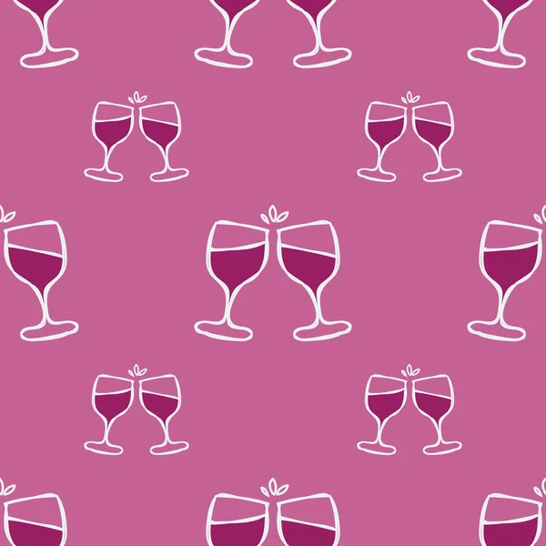 Hand-drawn seamless pattern. Vector illustration.  Wine glasses. — Stock Vector