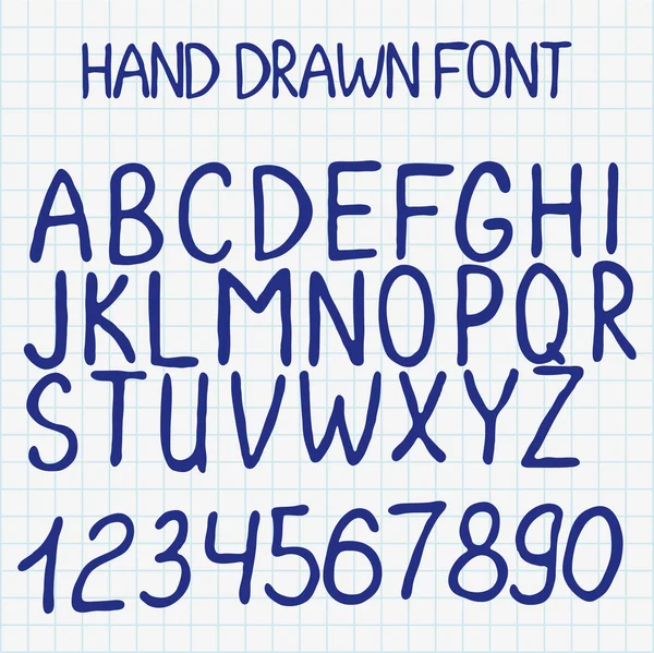 Ilustración vectorial. Alfabeto dibujado a mano con números . — Archivo Imágenes Vectoriales