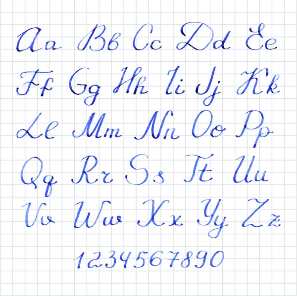 Illustrazione vettoriale. Alfabeto disegnato a mano con numeri . — Vettoriale Stock