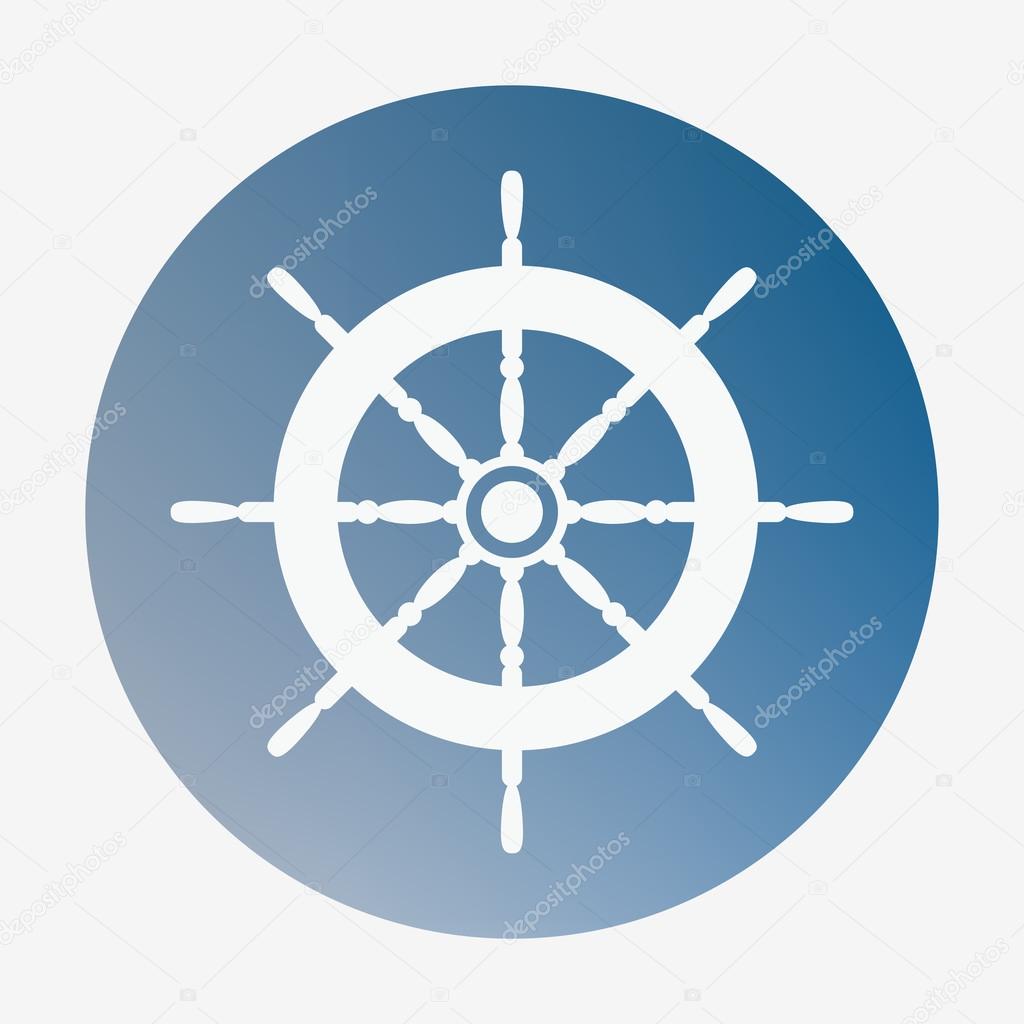 Pirate or sea icon, helm. Flat style vector illustration