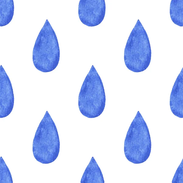 Sömlös akvarell mönster med regndroppar. Vektor illustration. Handritade bakgrund. — Stock vektor