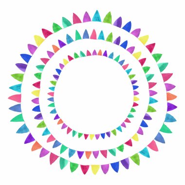 Çok renkli parlak bayrak kompozisyon. Beyaz zemin üzerine suluboya kavramı aquarelle. Vektör çizim.