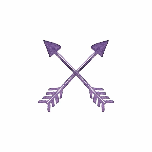 Flechas cruzadas. Flecha india nativa americana, símbolo tradicional. Elemento acuarela simple . — Vector de stock