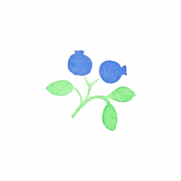 Aquarell Blaubeere auf weißem Hintergrund, Aquarell. Vektorillustration. — Stockvektor