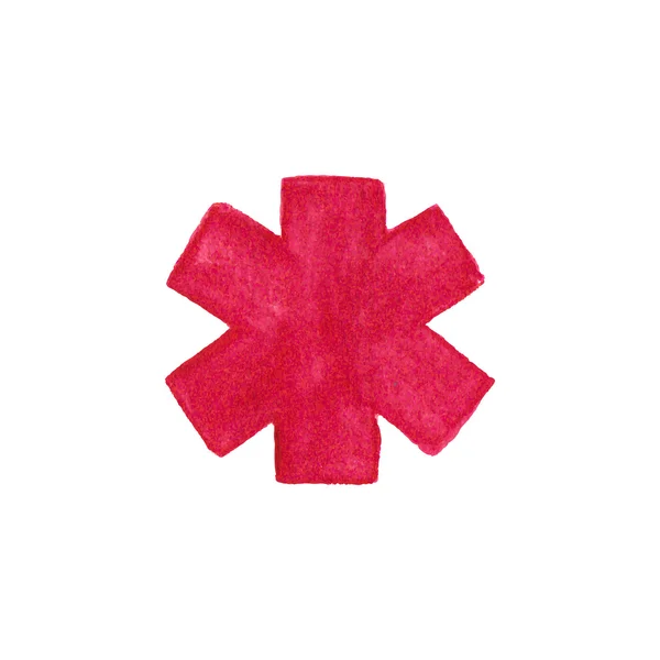 Símbolo de emergência médica aquarela no fundo branco, lápis aquarelle. Ilustração vetorial . —  Vetores de Stock