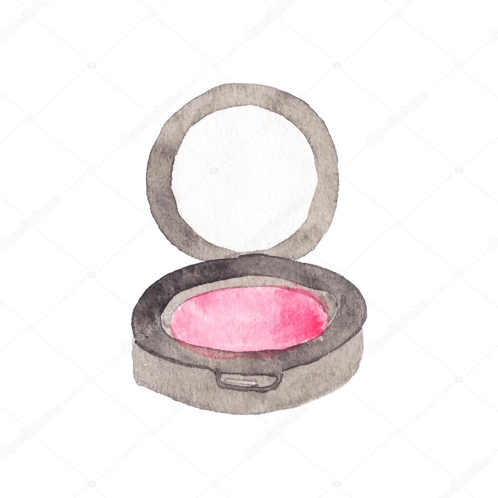 Watercolor blushes, aquarelle. Vector illustration. Hand-drawn element. Make up and cosmetics.