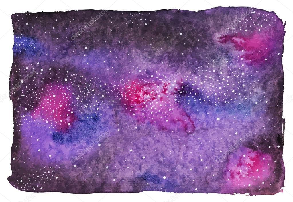 Watercolor space or cosmic background. Vector illustration. Galaxy or Milky Way