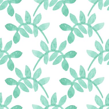 Beyaz zemin üzerine çiçek elemanları ile Seamless suluboya modeli aquarelle. Vektör çizim.