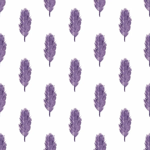 Patrón de plumas étnicas. Patrón étnico sin costuras en estilo nativo. Plumas violetas sobre fondo blanco. Ilustración vectorial . — Vector de stock