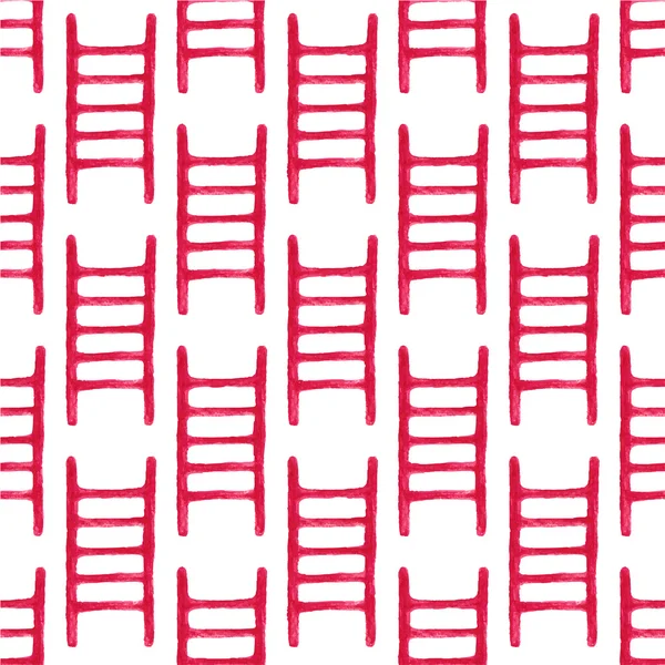 Watercolor seamless pattern with fire ladder on the white background, aquarelle pencil.  Vector illustration. Hand-drawn simple decorative element — Wektor stockowy
