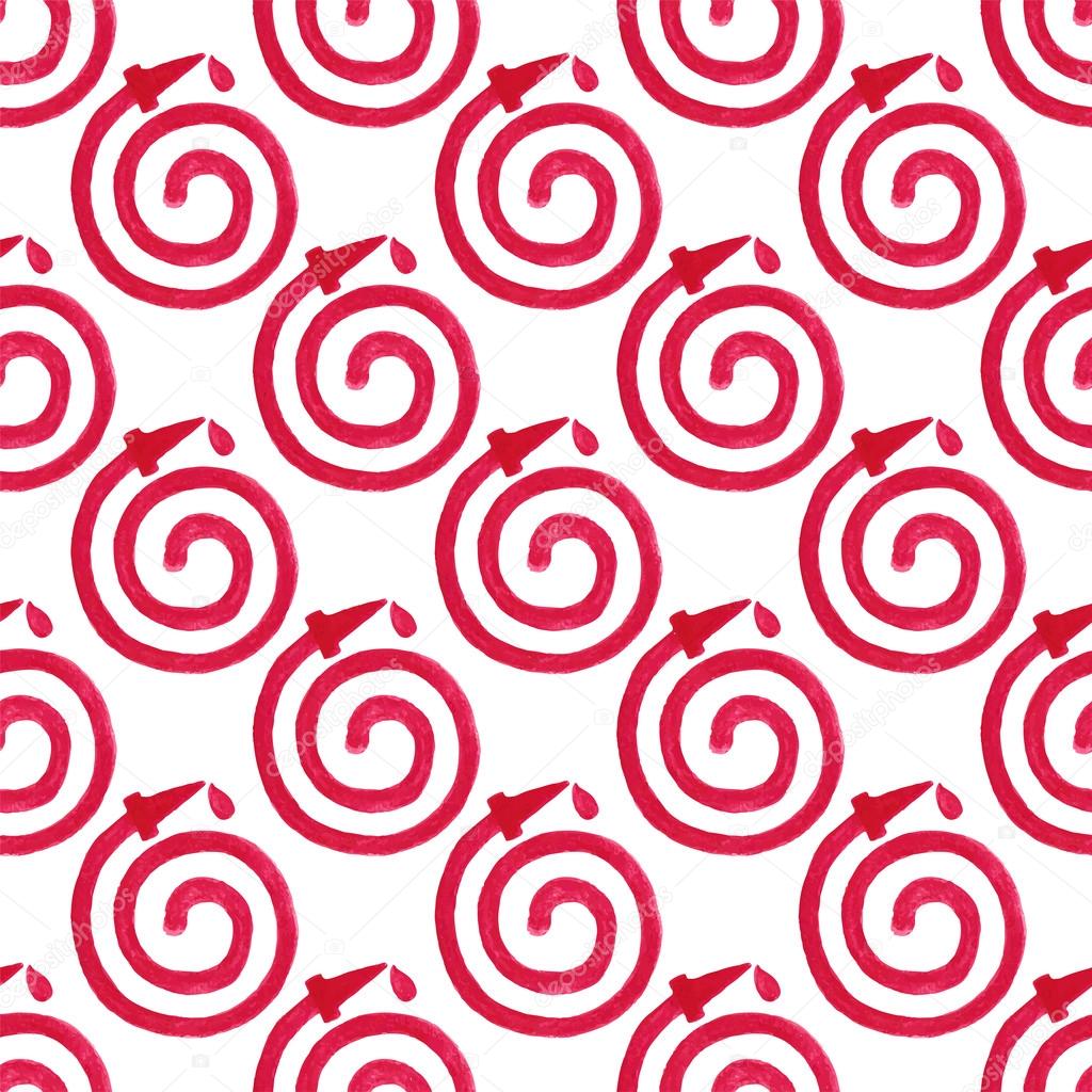 Watercolor seamless pattern with fire hose on the white background, aquarelle pencil.  Vector illustration.