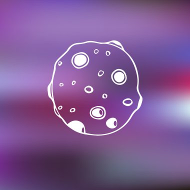 Çizgi film ay. Vektör çizim. Özgün öğe çizilmiş üzerinde arka plan bulanık izole.