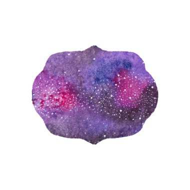 Cosmic frame. Watercolor galaxy frame on the white background, aquarelle. Vector illustration. clipart
