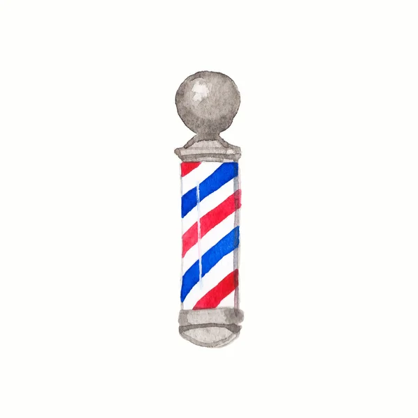 Barber pole. Watercolor barber poles on the white background, aquarelle. Barber shop. Vector illustration. — Stock Vector