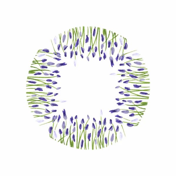 Corona de lavanda. Marco floral dibujado a mano en acuarela. Ilustración vectorial. Elemento decorativo de pintura a mano. Ilustración para tarjetas de felicitación, invitaciones y otros proyectos de impresión . — Archivo Imágenes Vectoriales