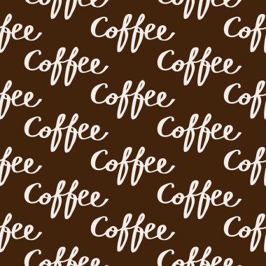Coffee. Seamless pattern with calligraphy word coffee. Hand-drawn background. Vector illustration.