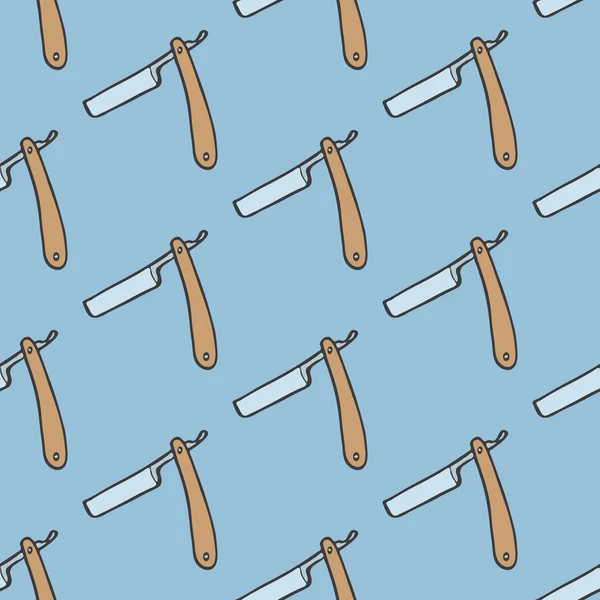 Straight razor. Seamless pattern with doodle blades. Hand-drawn background. Vector illustration. — Wektor stockowy