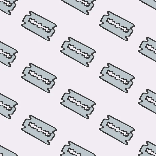 Razor. Seamless pattern with doodle blades. Hand-drawn background. Vector illustration. — ストックベクタ