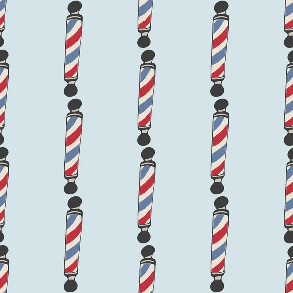 Barber pole. Seamless pattern with doodle barber poles. Hand-drawn background. Vector illustration. — ストックベクタ