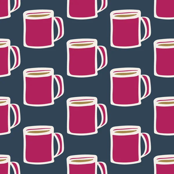 Coffee cup. Seamless pattern with doodle coffee mugs. Hand-drawn background. Vector illustration. — Stock vektor