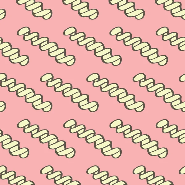 Fusilli. Seamless pattern with doodle kind of pasta. Hand-drawn background. Vector illustration. — Stock vektor