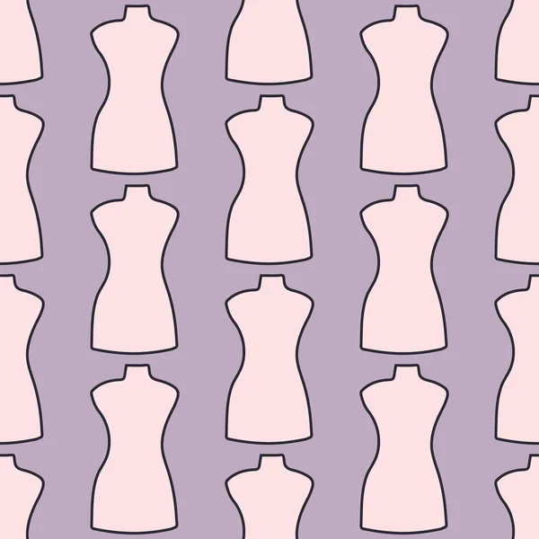 Mannequin. Seamless pattern with hand-drawn cartoon sewing tools. Vector illustration. — Wektor stockowy