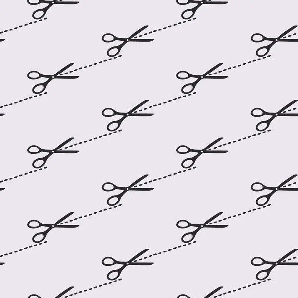 Scissors. Seamless pattern with hand-drawn cartoon sewing tools. Vector illustration. — 图库矢量图片