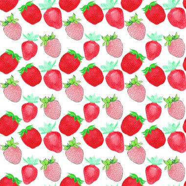 Strawberries. Seamless pattern with berries. Hand-drawn background. Vector illustration.