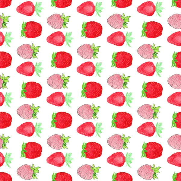 Strawberries. Seamless pattern with berries. Hand-drawn background. Vector illustration. — Stockvector