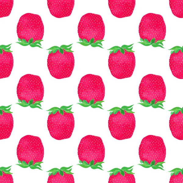 Strawberry. Pola mulus dengan buah berry. Latar belakang lukisan tangan. Ilustrasi vektor . - Stok Vektor