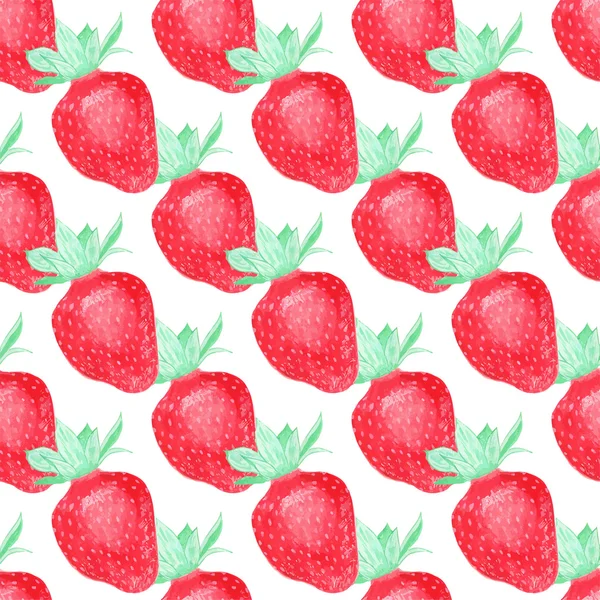 Strawberries. Seamless pattern with berries. Hand-drawn background. Vector illustration. — Stockvector