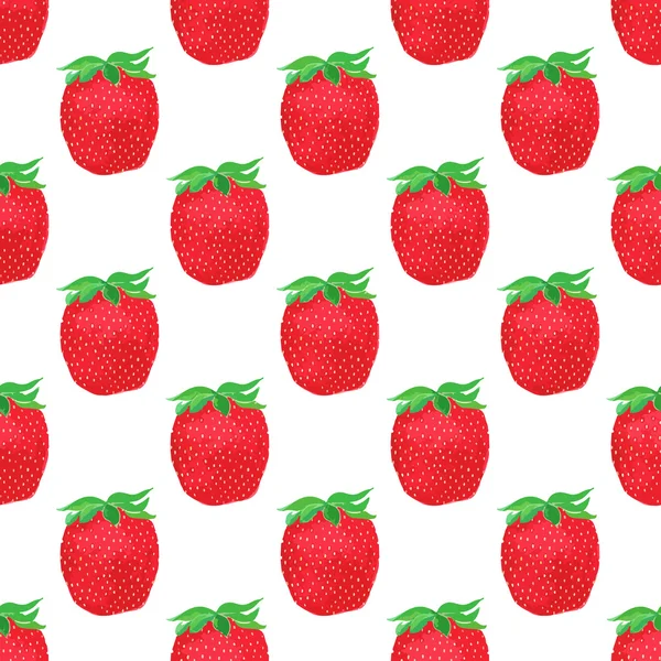 Strawberry. Pola mulus dengan buah berry. Latar belakang lukisan tangan. Ilustrasi vektor . - Stok Vektor