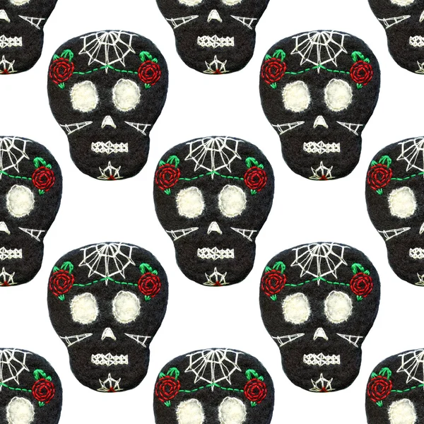 Sugar skull. Seamless pattern with Day of the Dead symbol. — Stock Photo, Image