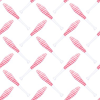 Seamless pattern with juggling mace. Hand-drawn background. Vector illustration.