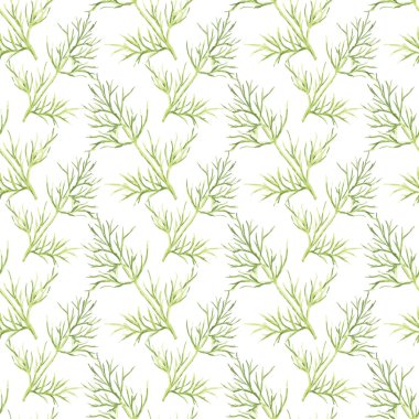 Seamless pattern with dill. Hand-drawn background. Vector illustration.