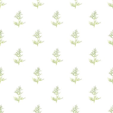 Seamless pattern with dill. Hand-drawn background. Vector illustration.