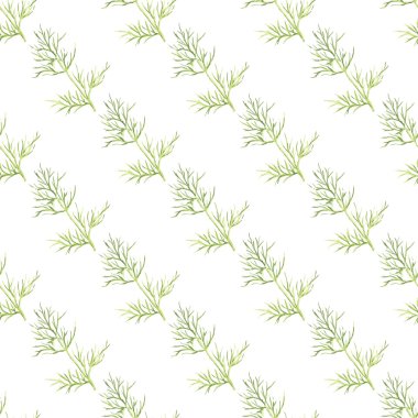 Seamless pattern with dill. Hand-drawn background. Vector illustration.