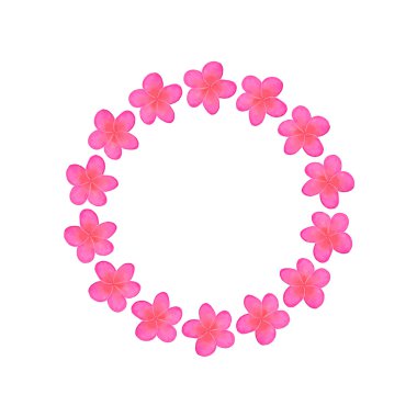 Plumeria. Wreath with flowers. Real watercolor drawing. Vector illustration.