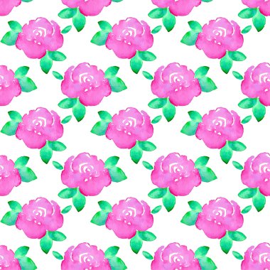 Rose. Seamless pattern with flowers. Hand-drawn background. Vector illustration.