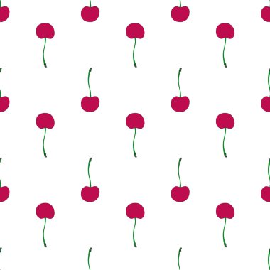 Cherries. Seamless pattern with berries. Real outline drawing. Vector illustration.