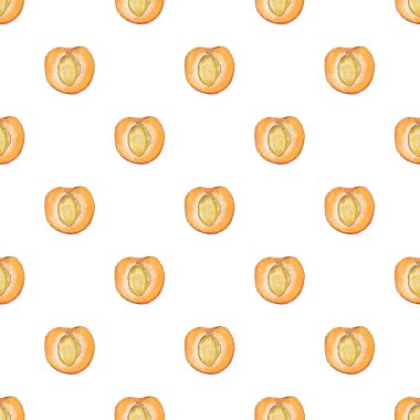 Apricot. Seamless pattern with fruits. Hand-drawn background. Vector illustration.