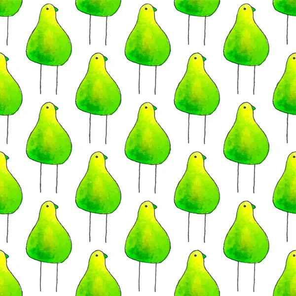 Seamless pattern with cartoon bird. Hand-drawn background. Vector illustration. — Stock vektor