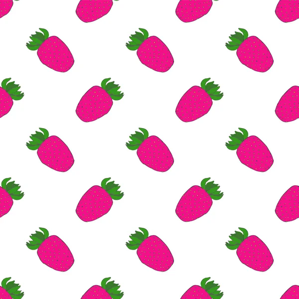 Strawberry. Seamless pattern with berries. Real outline drawing. Vector illustration. — 图库矢量图片