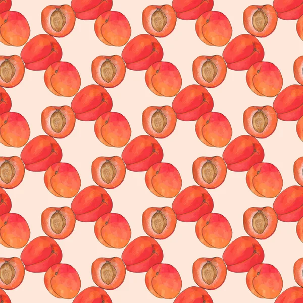Apricot. Seamless pattern with fruits. Hand-drawn background. Vector illustration. — Stock Vector