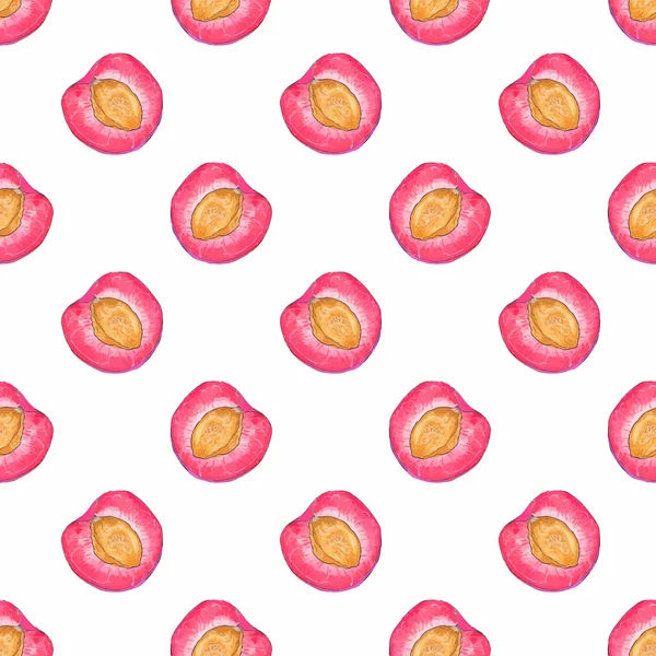 Plum. Seamless pattern with fruits. Hand-drawn background. Vector illustration. — Wektor stockowy