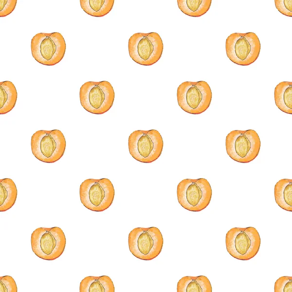 Apricot. Seamless pattern with fruits. Hand-drawn background. Vector illustration. — Stock Vector